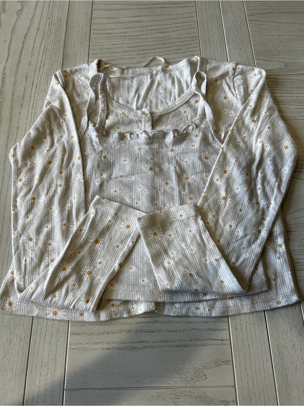 Pink Rose Cream Long-Sleeve Crop Top and sleeveless crop top